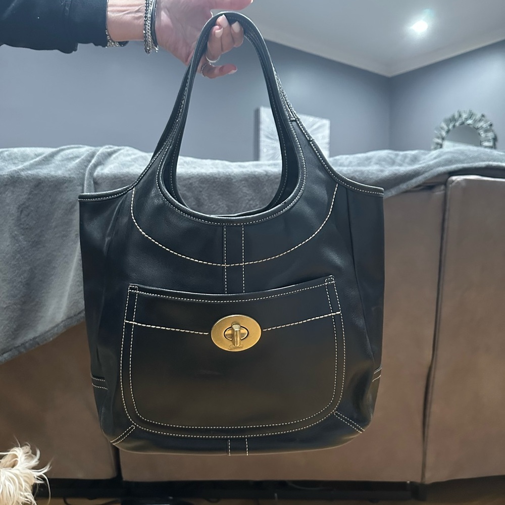 Vintage Coach Legacy XL Ergo Tote Black Leather Bag 10744